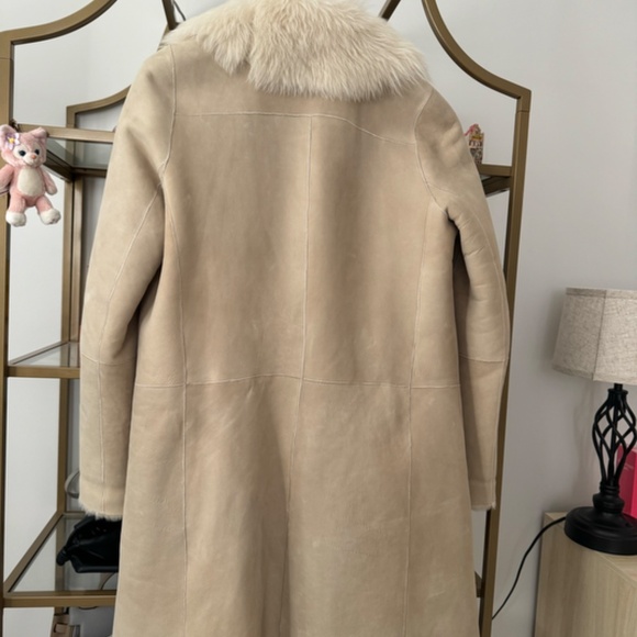 Vince  Beige Shearling Jacket Coat Sz Small - Picture 5 of 11